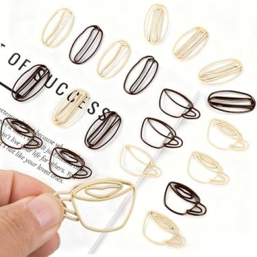Imagem de Ouliget Clipes de papel para xícara de feijão de café, clipes de planejador para amantes de café, presentes, cartões postais, decoração escolar, marcadores de página mini mistos e fofos, 50 peças