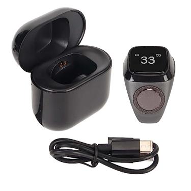 Imagem de Pissente Anéis de Dedo de Dente Azul Recarregável, Anéis de Contagem de Passos, Suporte para Aplicativo, Tela Inteligente de 0,49 Polegadas, 20mm, Liga de Alumínio de Grafite