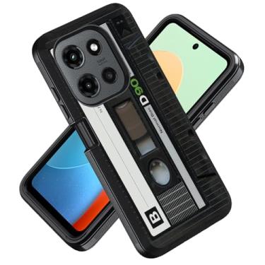 Imagem de ZXHSBROK Capa para celular Moto G Stylus 5G 2025, capa protetora contra quedas à prova de choque de grau militar para Motorola Moto G Stylus 5G 2025, cassete de música vintage