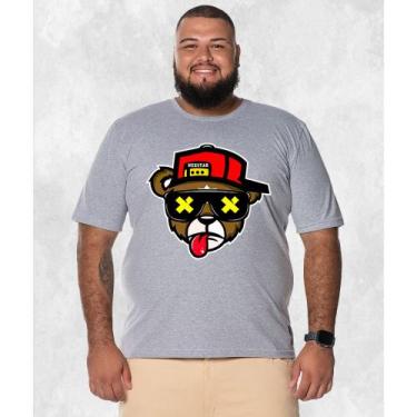 Imagem de Camiseta Plus Size Premium Estampada Algodão Boné Bolado 3.0, Cinza, G