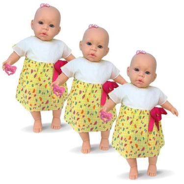 Imagem de Kit 3 Bonecas Bebê Gabi Rostinho Realista Bebezão Supertoys