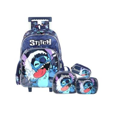 Imagem de Kit Lilo Stitch Mochila Rodas + Lancheira + Estojos Menino - Luxcel, a