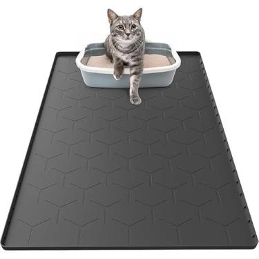 Imagem de Tapete de Silicone para Caixa de Areia de Gato, Impermeável, Antiderrapante, Fácil de Limpar, Coletor de Areia, Uso Pet Multiuso(Preto,62 * 42cm)