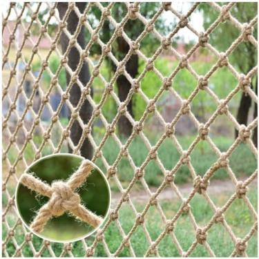 Imagem de Rede de segurança para escadas, rede de carga para crianças, casa da árvore, pássaros, rede de corda de cânhamo, rede de corda de cânhamo, decoração de playground ao ar livre (cor: 8 mm/10 cm, tamanho