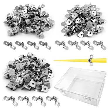 Imagem de Suporte em U de alça de dois furos, pacote com 150 (M5/M8/M12 50 cada) com caixa de armazenamento transparente, braçadeiras de conduíte de aço inoxidável resistente para fiação elétrica, fixação de