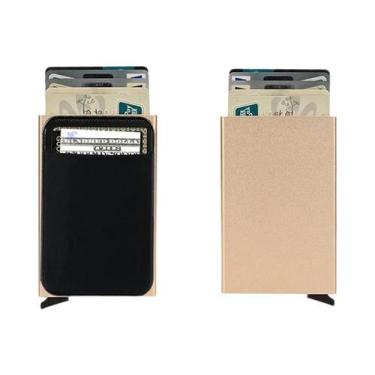 Imagem de Carteira Slim De Metal RFID Para Cartões De Crédito Para Homens, Minim