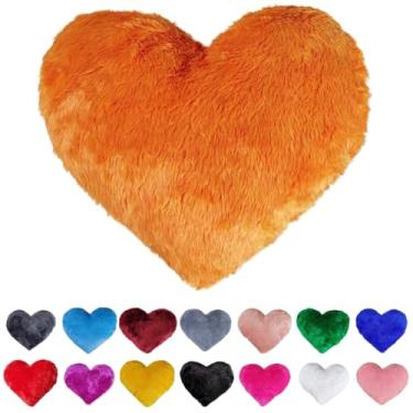Imagem de Almofada de Pelúcia Coração Decorativa | Almofada Romântica Presente 40x35cm (Laranja)