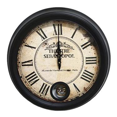Imagem de Relógio de parede retrô - 45,7 cm, silencioso, clássico, silencioso, metal, decorativo, cozinha, sala de estar, quarto, operado por bateria (preto)