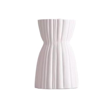 Imagem de Vasos de cerâmica simples e criativos, vasos de flores secas decorativos, flores hidropônicas, decoração de mesa de sala de estar vasos de flores (branco)