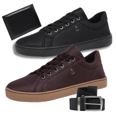 Imagem de Kit 2 Tênis Masculino Casual Slim + Cinto + Carteira Social - Bless Ac