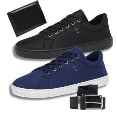 Imagem de Kit 2 Tênis Masculino Casual Slim + Cinto + Carteira Social - Bless Ac