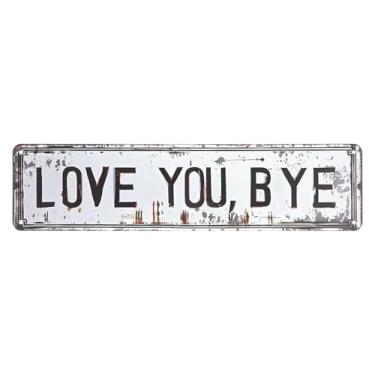 Imagem de Placa Decorativa Adeus Com Amor Para Parede | Placa de 40x10 cm Antiferrugem Decorativo Vintage - Love You Bye para Decoração de Ambiente | para Casa Corredor Entrada Quinta Interior Exterior do