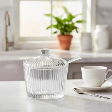 Imagem de Açucareiro Graffiato em Vidro com Tampa e Colher Transparente 200ml