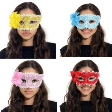 Imagem de Máscara Veneziana de Carnaval  Luxo com Flores e Strass - Abrakadabra,