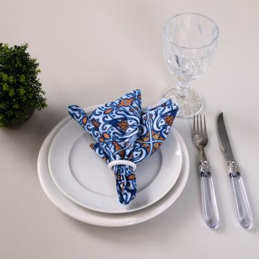 Imagem de Kit 2 Guardanapos de Tecido Estampado Allegra 2 Peças 35cm x 35cm 100% Poliéster - Azulejo