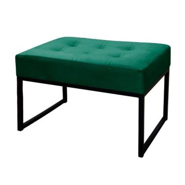 Imagem de Puff Decorativo Para Sala e Quarto Paris Veludo Verde Base Preta Shop das Cabeceiras