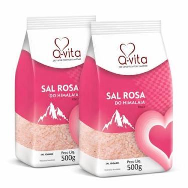 Imagem de Kit 2 Sal Rosa Do Himalaia Fino Q-Vita 500G