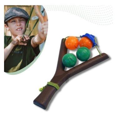 Imagem de Estilingue Infantil Tira Ao Alvo Criança 4 Bolas De Plastico - Bazar i