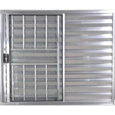 Imagem de Janela Veneziana de Alumínio 3 Folhas 1,20 X 1,50 Com Grade Cor Brilha