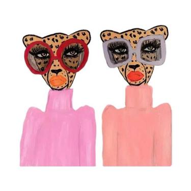 Imagem de Arte De Parede Em Tela Abstrata Colorida Boho Com Estampa De Tigre E L