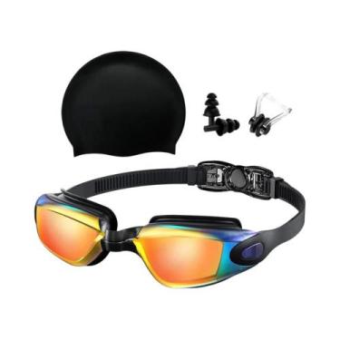Imagem de Óculos De Natação Antiembaçantes Com Proteção UV, Touca De Silicone, C