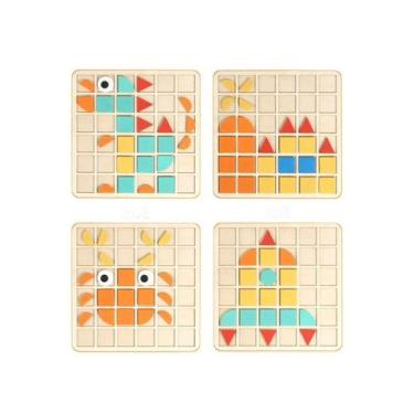 Imagem de Brinquedo Montessori Pegboard Tic-Tac-Toe Puzzle de madeira 2 em 1 - T