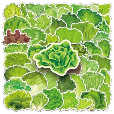 Imagem de Pacote de adesivos com tema de alface, 50 unidades de vegetais de folh