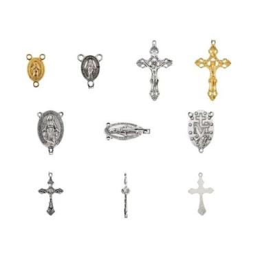 Imagem de Pingentes De Cruz De Rosário Em Prata E Ouro, 40 Peças, 8 Estilos, Cru