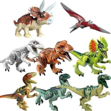 Imagem de Conjunto de blocos de construção: dinossauro, 8 peças, montado para cr
