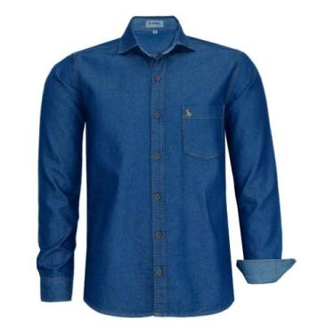 Imagem de Camisa Jeans Masculina Amil Com Bolso Comfort Tec Misto 1785, Azul, Ma