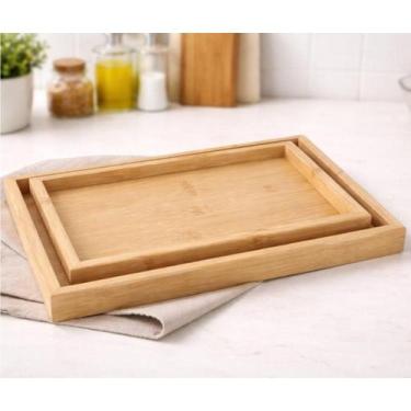 Imagem de Kit 2 Bandejas Mdf Borda Alta Café Manhã Servir Lovely Vibe