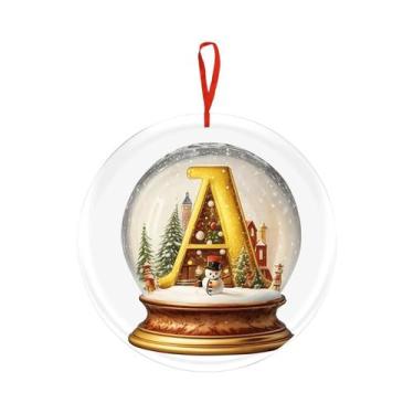 Imagem de Bola De Cristal Amarela De Acrílico Para Decoração De Árvore De Natal,