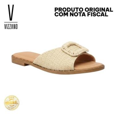 Imagem de Sandália Vizzano Rasteira Slide com Fivela, Natural, 37