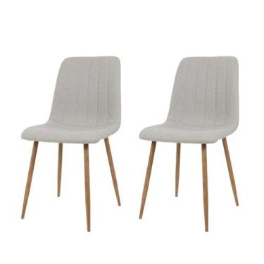 Imagem de Kit 2 Cadeiras de Jantar Kendra Cinza Estofada Anatômica com Pés em Me
