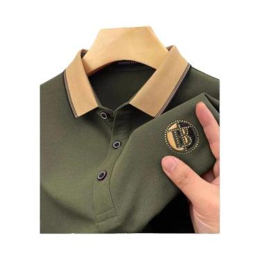 Imagem de Camisa Polo Masculina De Verão Em Seda Gelada Respirável Com Manga Cur