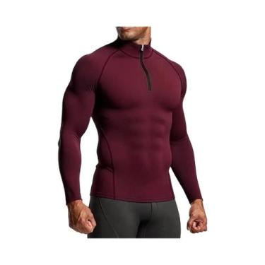 Imagem de Camiseta De Compressão Masculina Slim Fit De Manga Longa Para Fitness,