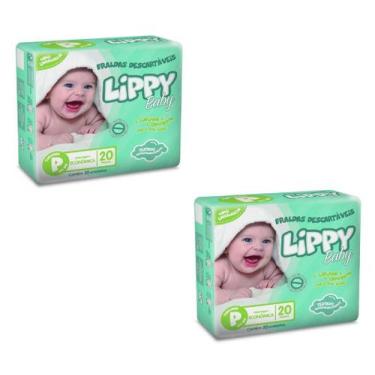 Imagem de Kit 2 fraldas infantis pacote com 20 tiras lippy baby p - p