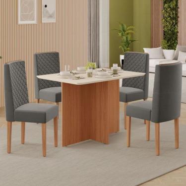 Imagem de Conjunto de Sala de Jantar Monet 1,20 com 4 Cadeiras 100 MDF - MH Móve