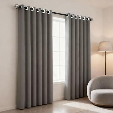 Imagem de Cortina Eclipse Cortaluz 100% Blackout Tecido 260x230 Camesa, Cinza