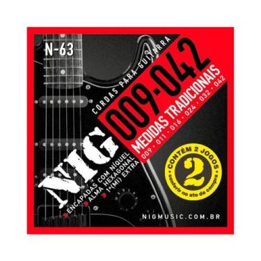 Imagem de NIG N63 Encordoamento Guitarra Elétrica 009042 Níquel Aço Pack Duplo