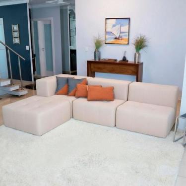 Imagem de Sofá Modular 3 Lugares Com 1 Braço 1 Chaise Inflow Boucle Linho Vem Na