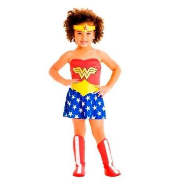 Imagem de Fantasia Mulher Maravilha Bebe Vestido Cinto e Bota 1 a 3 anos - Sulam