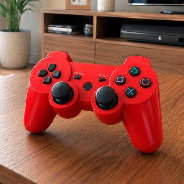 Imagem de Controle de Videogame Playstation Doubleshock para PS3 Smart TV PC com Dupla Vibração Vermelho