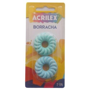 Imagem de Borracha Biscoitinho Blister com 2 Unidades - Acrilex, Azul e Verde