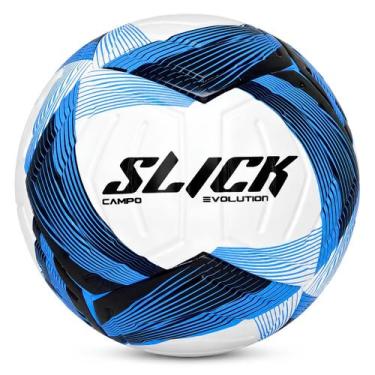 Imagem de Bola de Futebol Campo Grama Natural Dualt Slick Evolution, Branco, Azu