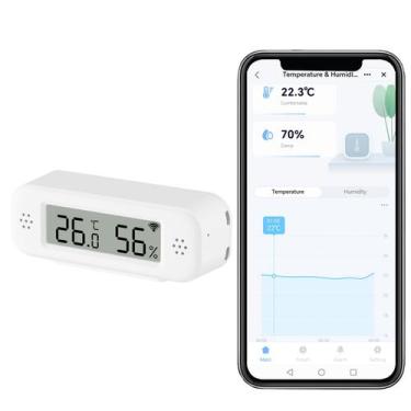 Imagem de Termômetro e Higrômetro Inteligente Zecamin WiFi com Alexa e App
