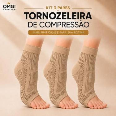 Imagem de 3 Pares Meias de Compressão Alta Para Tornozelo Dedos livres Unissex 3