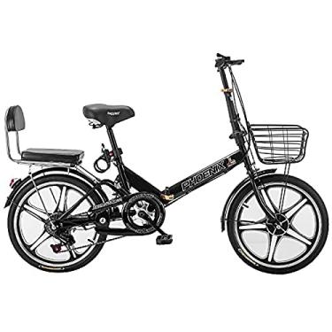 Imagem de Bicicleta de bicicleta dobrável de 50,8 cm, luz de trabalho, adulto, velocidade variável, portátil, bolsa dobrável, para homens e mulheres, bicicleta casual, leve, dobrável, 50,8 cm, preta, velocidade única (um wh