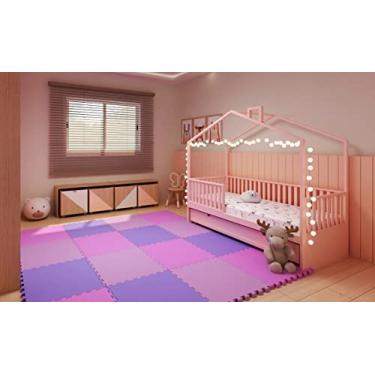 Imagem de Conjunto com 6 Tatames Tapetes EVA Infantil para Meninas 50x50cm com 1cm de Espessura