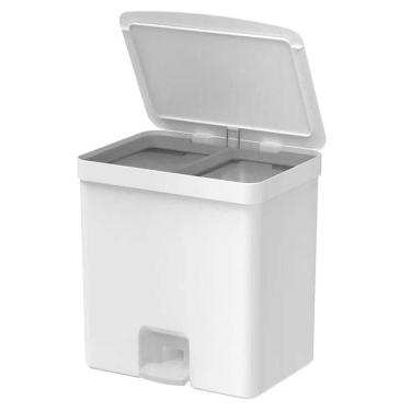 Imagem de Lixeira Coleta Seletiva com Pedal para Cozinha 20L Trium Duplo Compartimento OU Branco